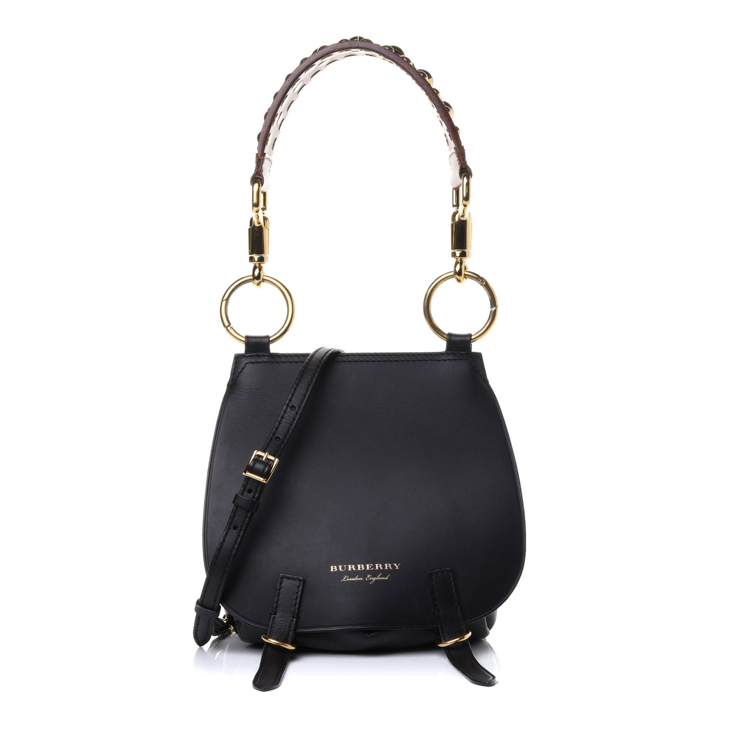 Calfskin Studded Bridle Satchel Black