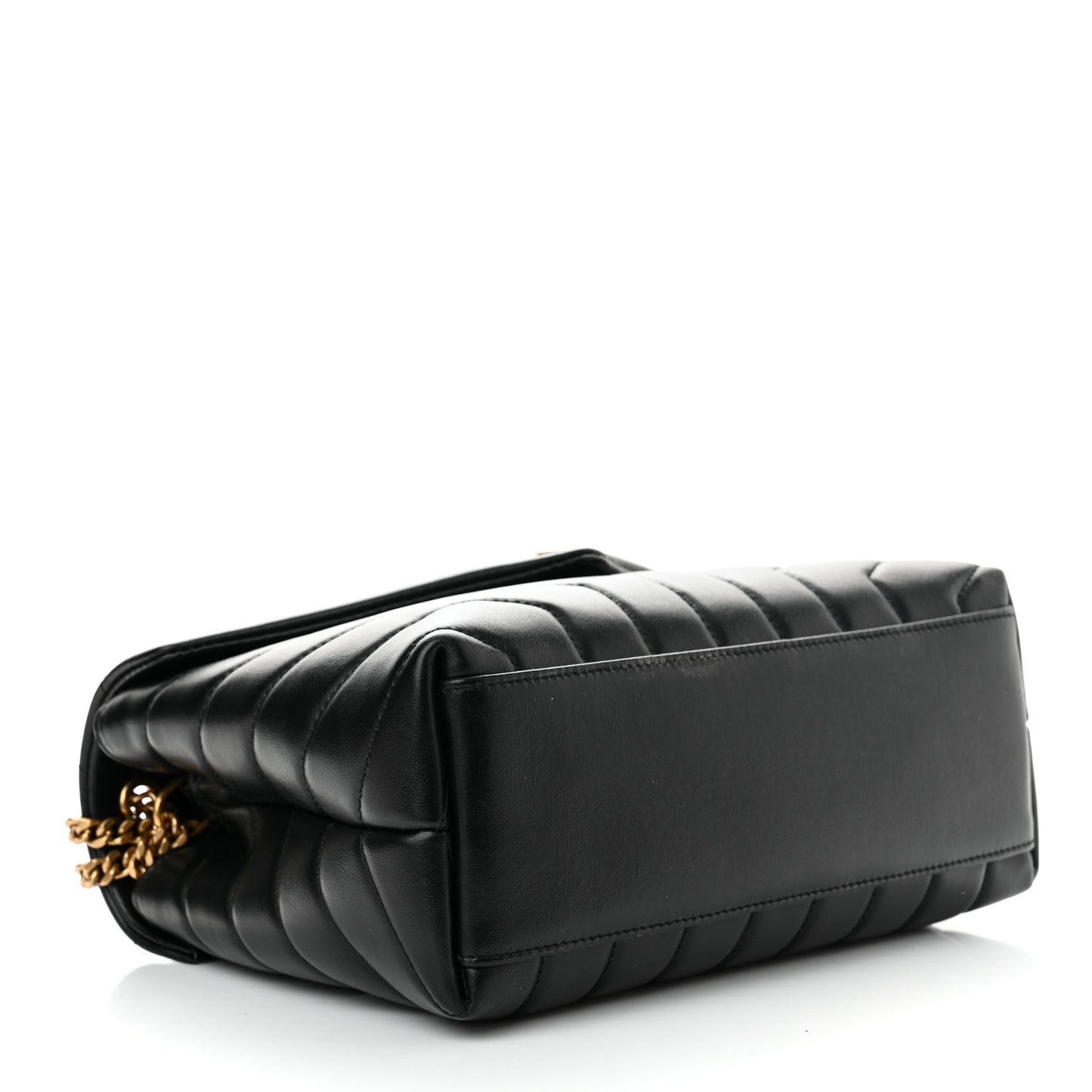 Calfskin Y Quilted Monogram Small Loulou Chain Satchel Black