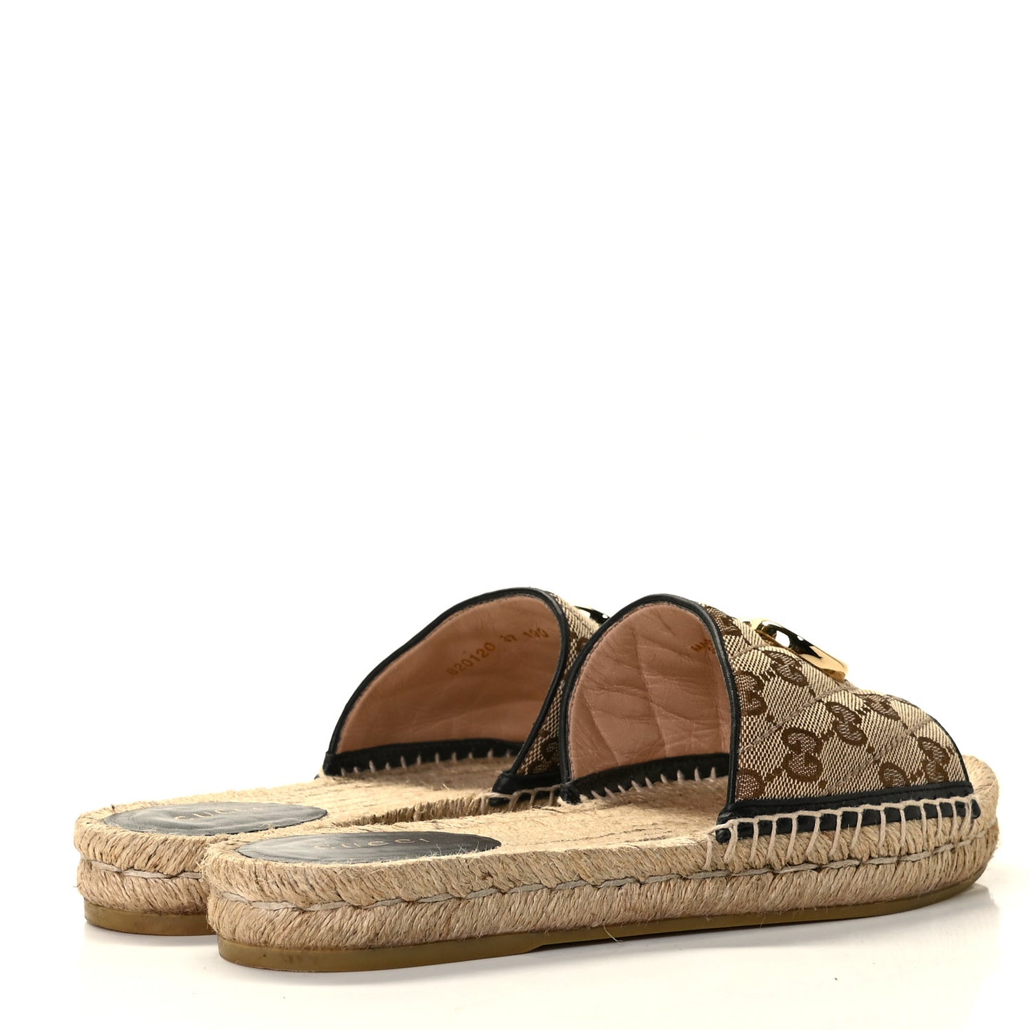 Monogram Matelasse GG Marmont Espadrille 20mm Slide Sandals 37 Beige Ebony Black