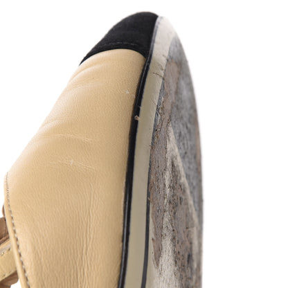 Chanel Lambskin Patent Grosgrain Pearl Camellia Pumps 37 Beige Black 18 of 18