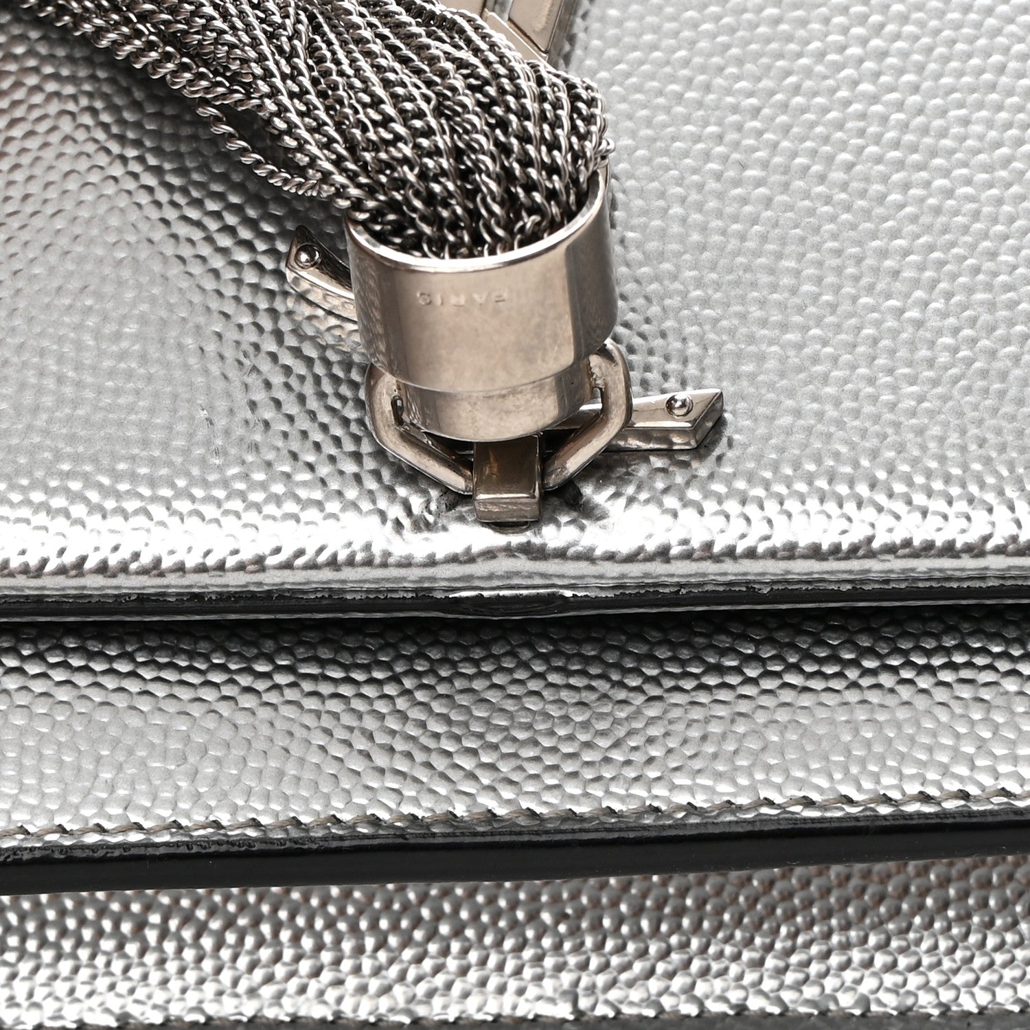 Saint Laurent Grain De Poudre Clasic Kate Monogram Tassel Chain Wallet Argento 15 of 15