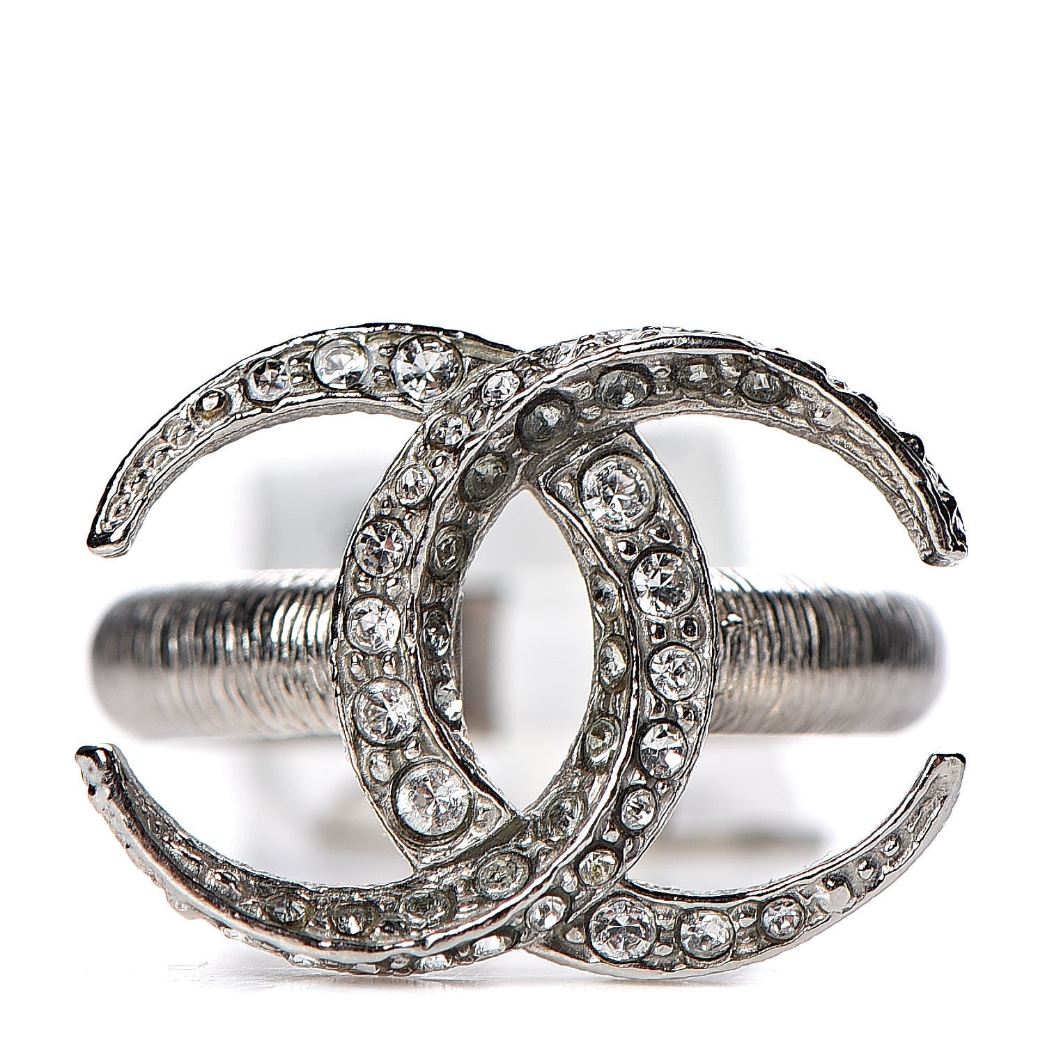 Chanel Crystal CC Moon Ring 6 Silver 1 of 5