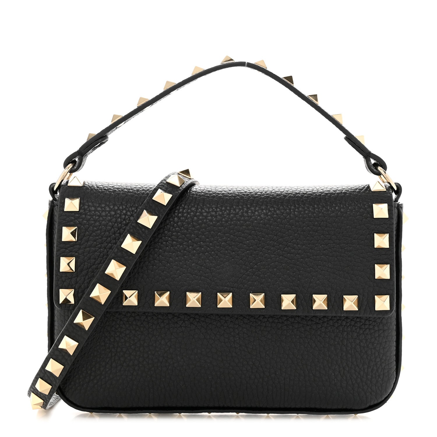 Valentino Garavani Grainy Calfskin Rockstud Crossbody Pouch Black 1 of 8