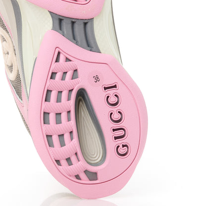 Gucci Technical Knit Fabric Suede Calfskin Womens Gucci Run Sneakers 38 Off White Pink Grey 6 of 9