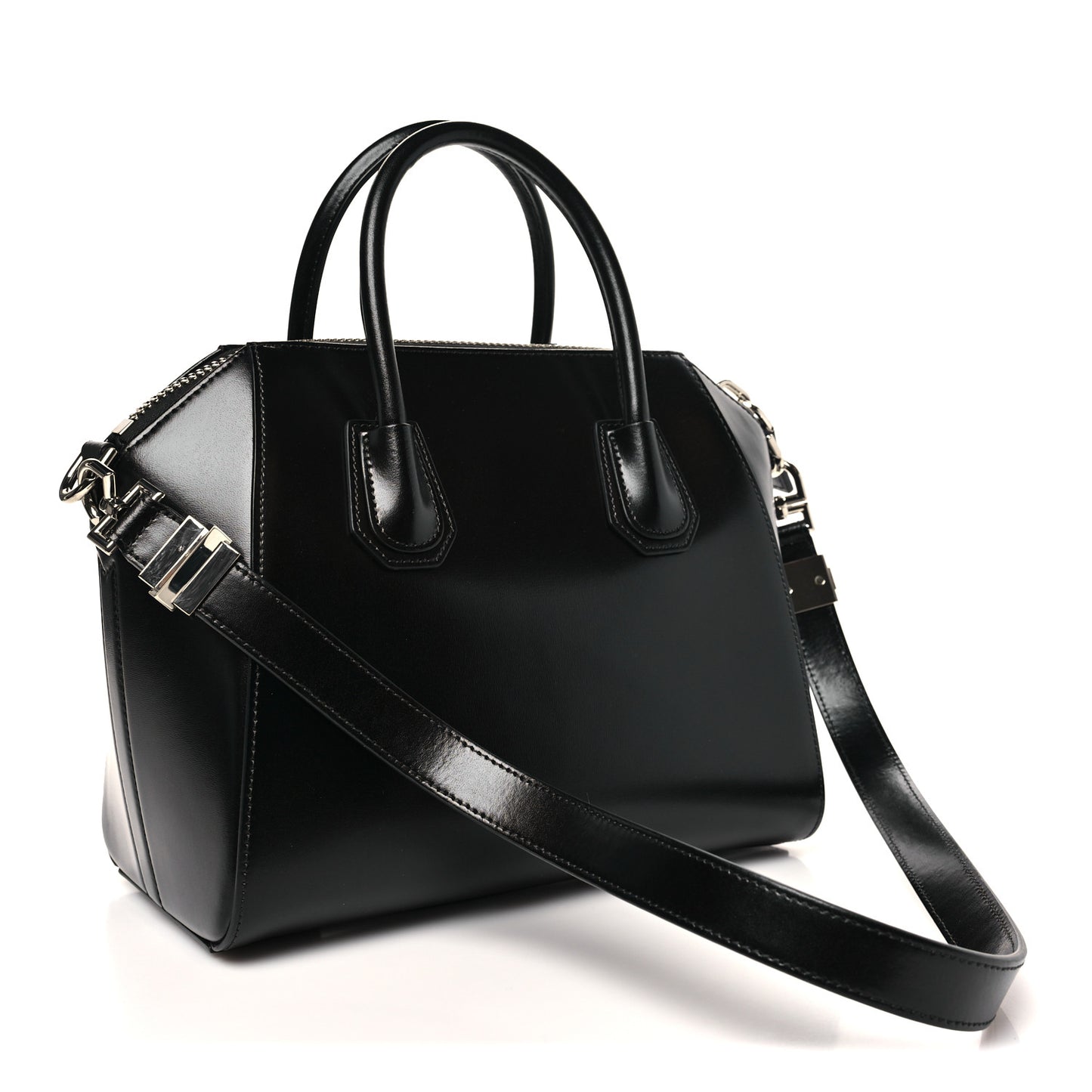 Shiny Lord Calfskin Small Antigona Black