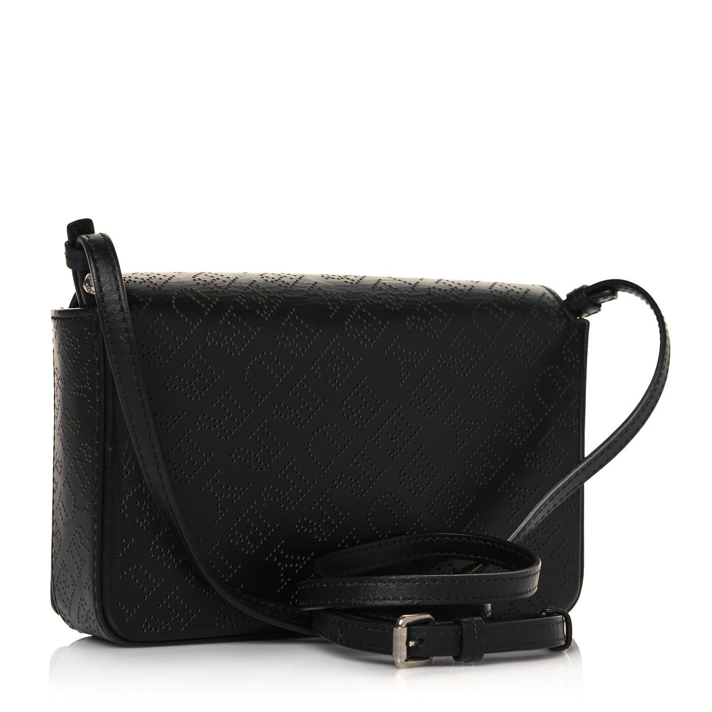 Calfskin Perforated Logo Hampshire Crossbody Black
