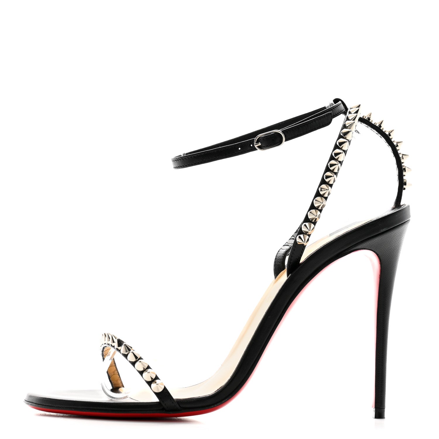 Christian Louboutin Kid Spiked  So Me 100 Sandals 37.5 Black 1 of 11