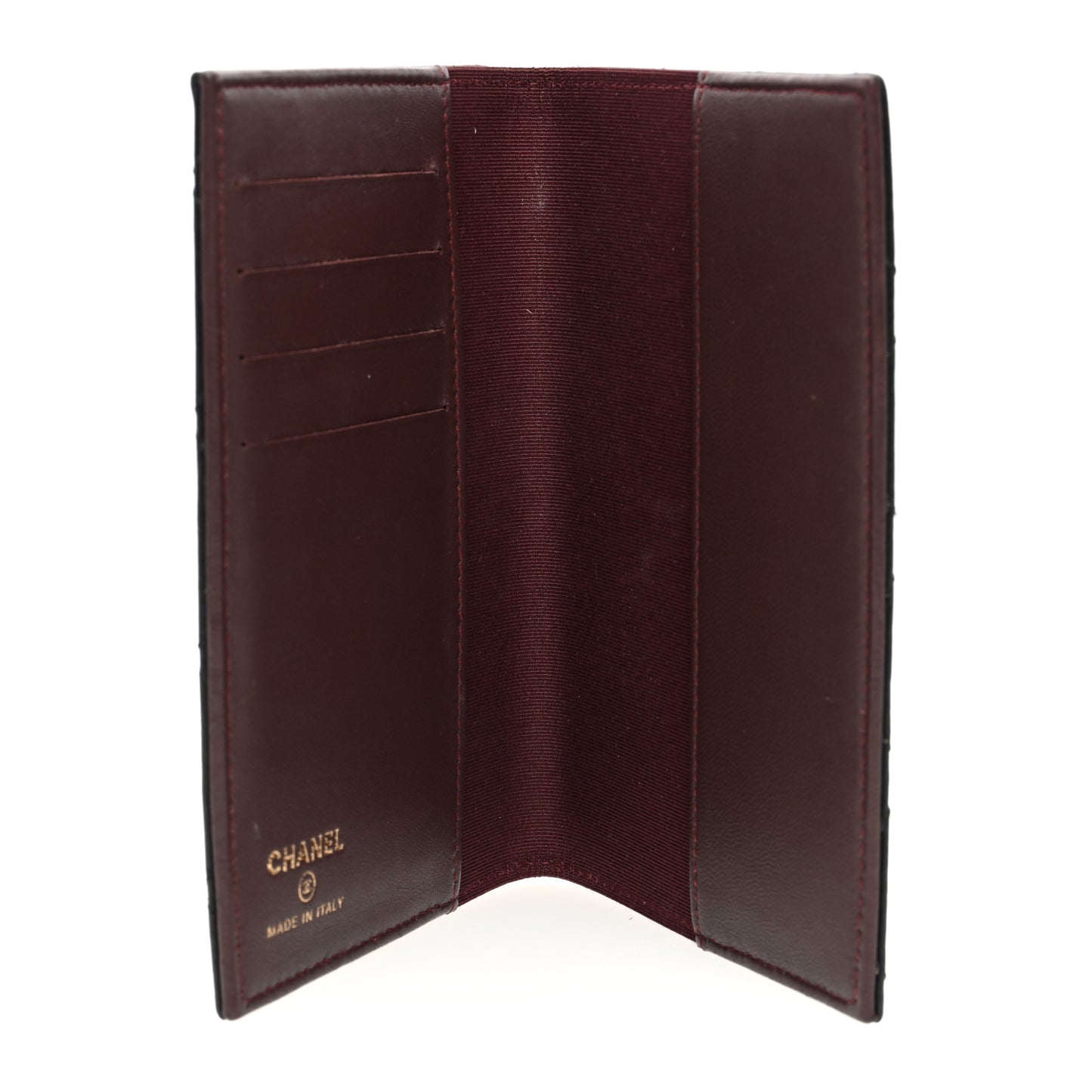 Lambskin Quilted Passport Holder Black