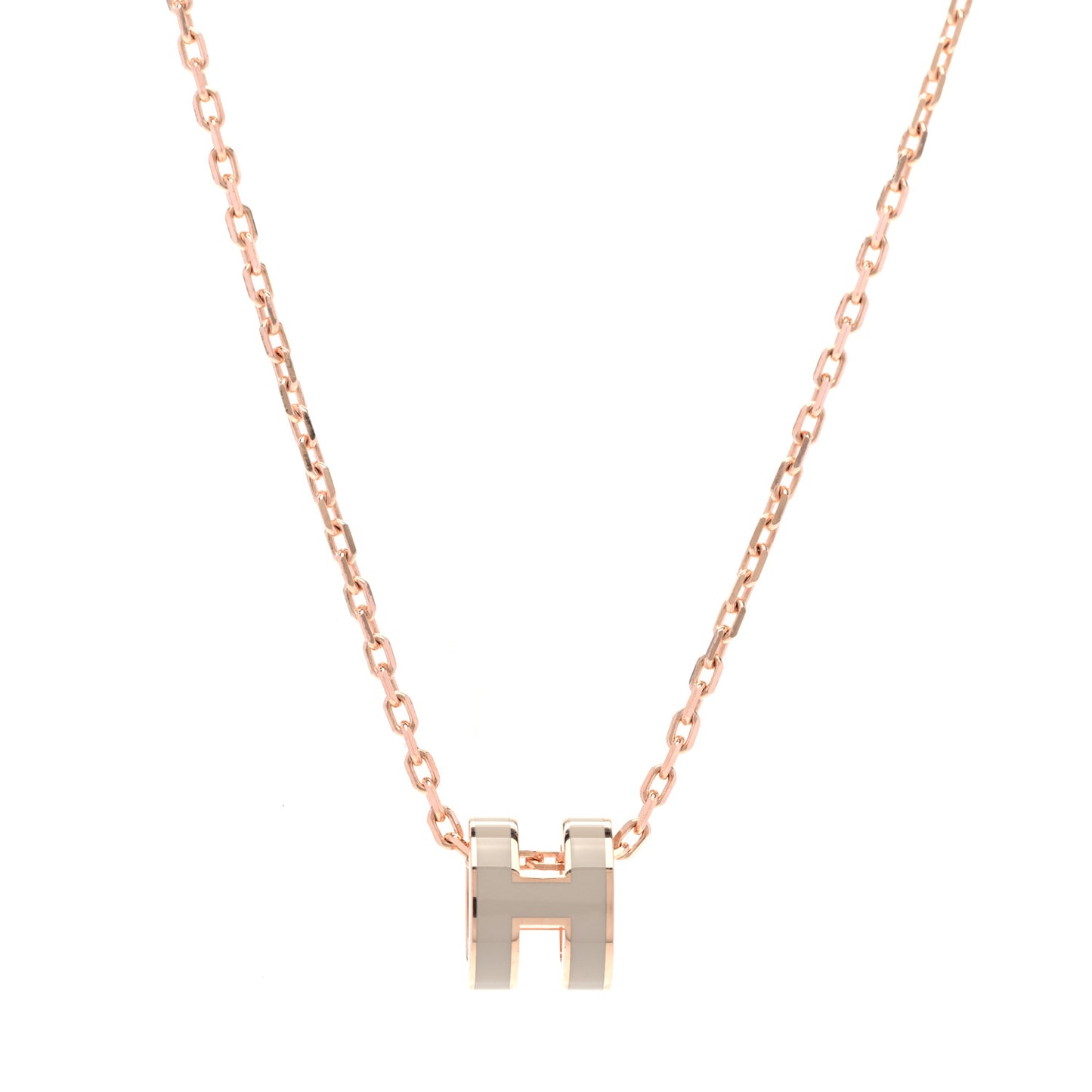 Lacquered Rose Gold Mini Pop H Pendant Necklace Marron Glace