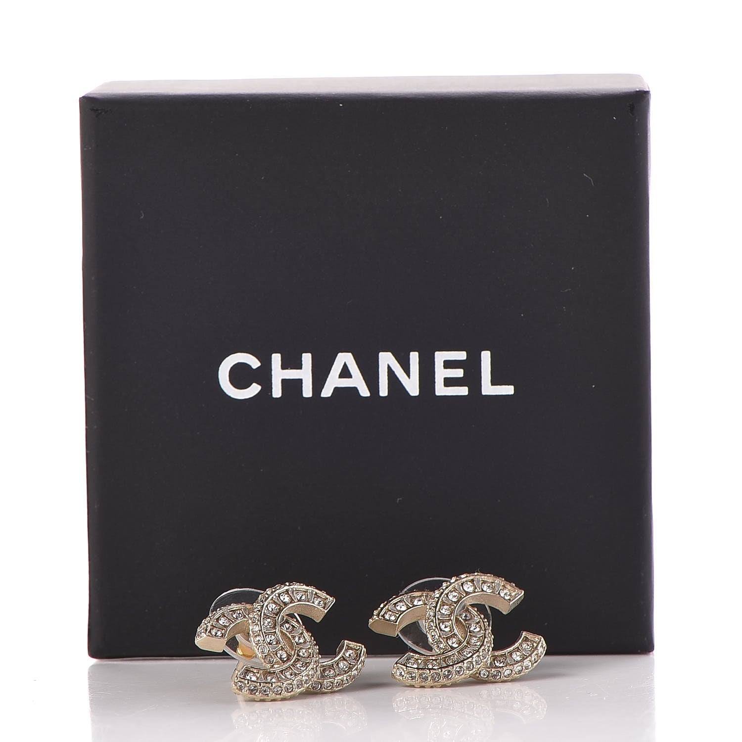 Chanel Crystal CC Earrings Gold 5 of 5