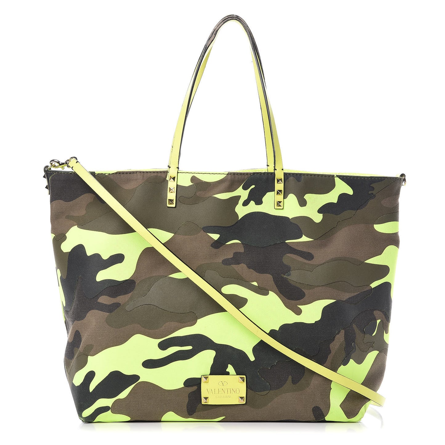 Canvas Camouflage Rockstud Reversible Tote Multicolor