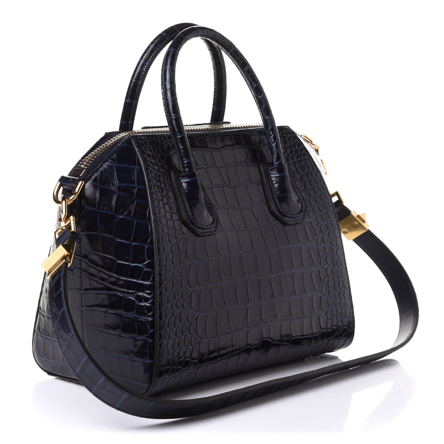 Calfskin Crocodile Embossed Small Antigona Deep Blue