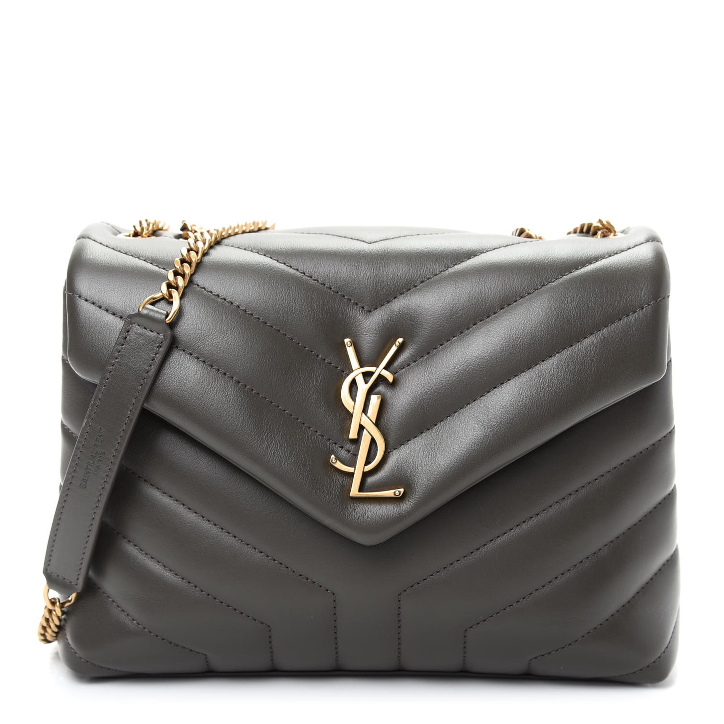 Calfskin Y Quilted Monogram Small Loulou Chain Satchel Pebble
