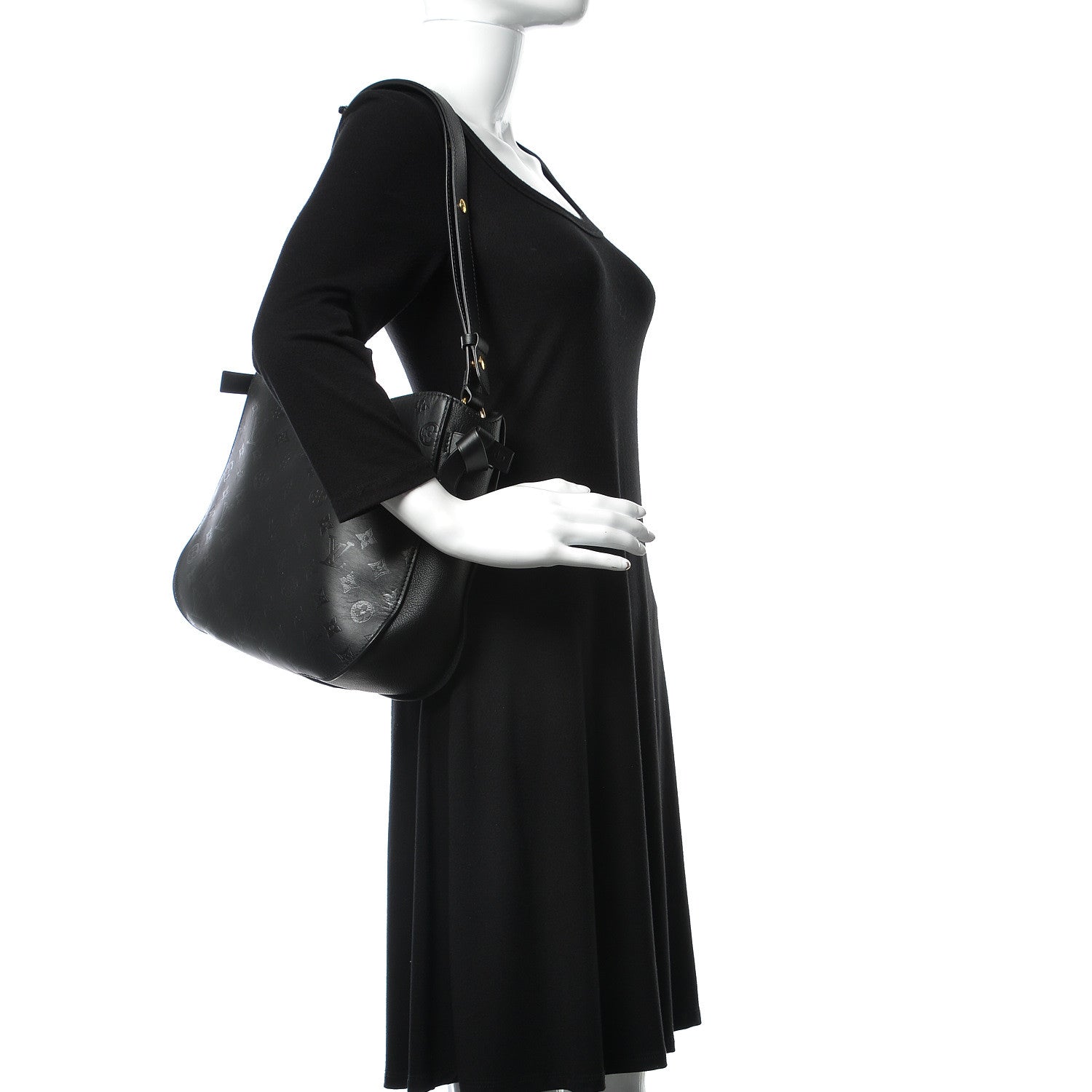 Louis Vuitton Cuir Plume Very Hobo Black 2 of 9