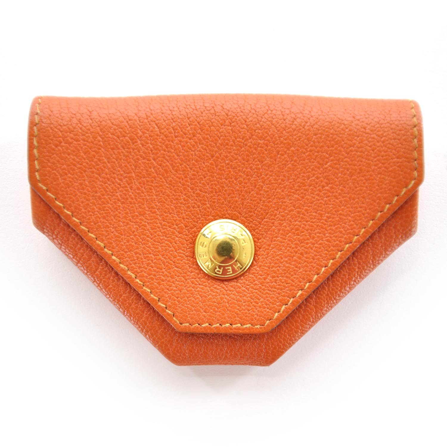 Hermes Chevre Le 24 Coin Purse Orange 1 of 5