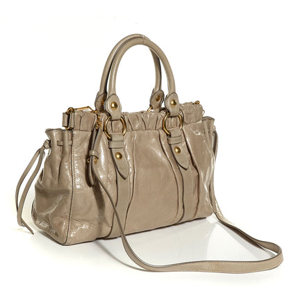 Miu Miu Vitello Lux Gathered Tote Pomice 3 of 9