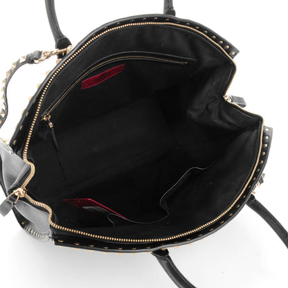 Valentino Garavani Vitello Rockstud Dome Shopper Black 5 of 8