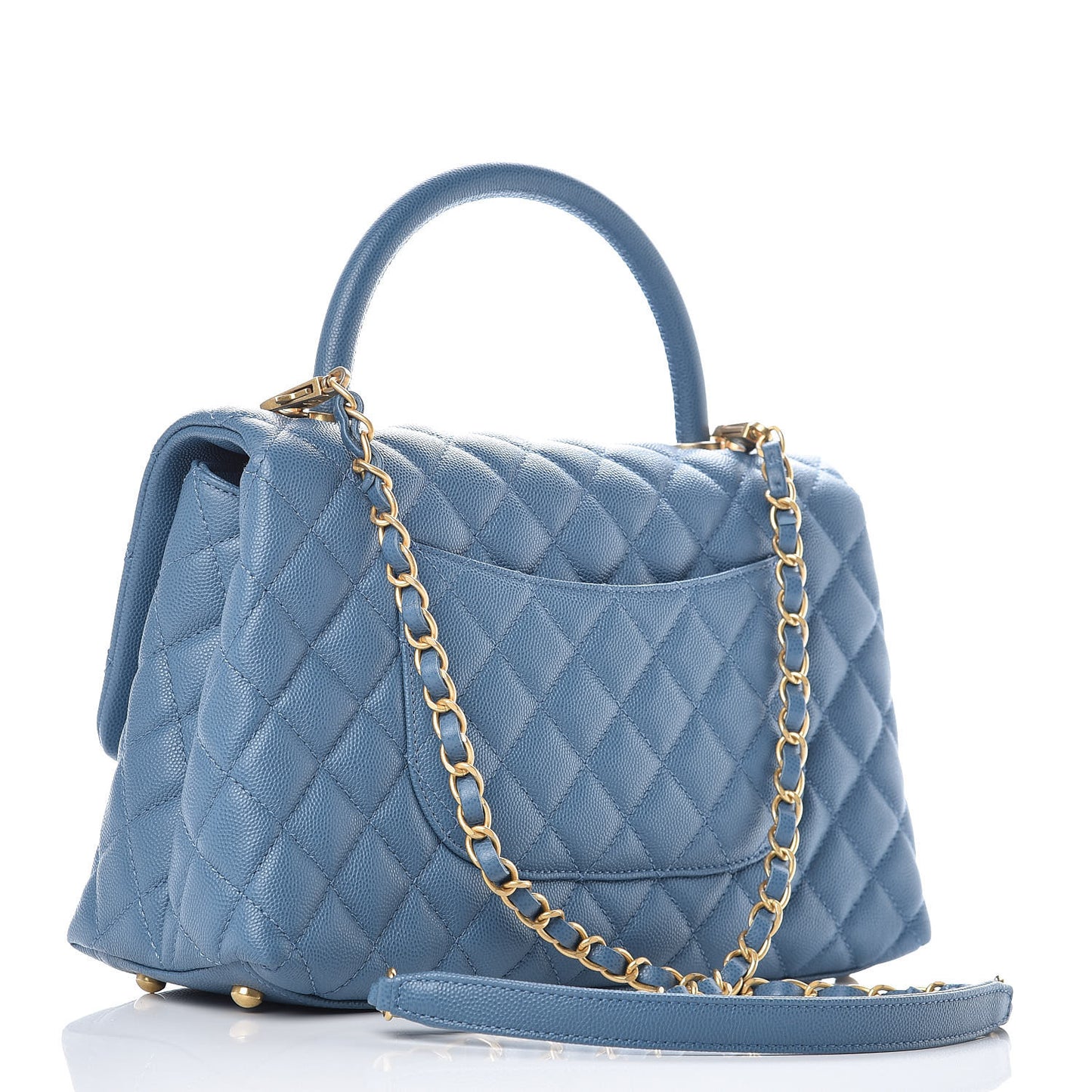 Caviar Quilted Small Coco Handle Flap Blue