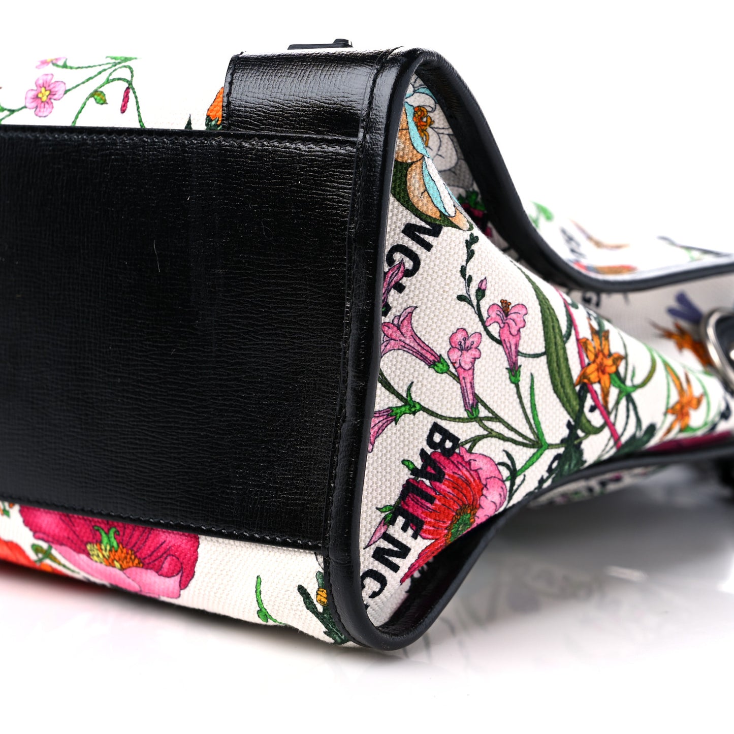 X GUCCI Canvas Azalea Calfskin Flora Logo Print Neo Classic Silver Hardware Medium City White Multicolor Black