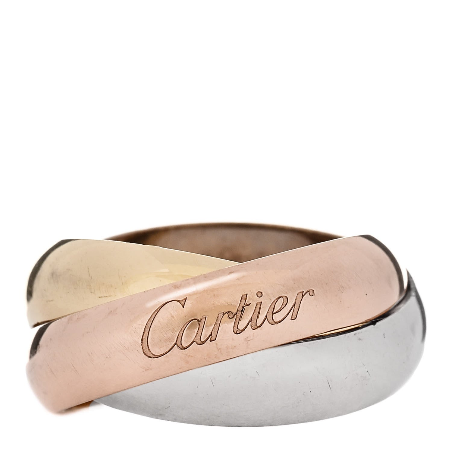 Cartier 18K Pink Yellow White Gold Large Trinity Ring 57 8 1 of 5