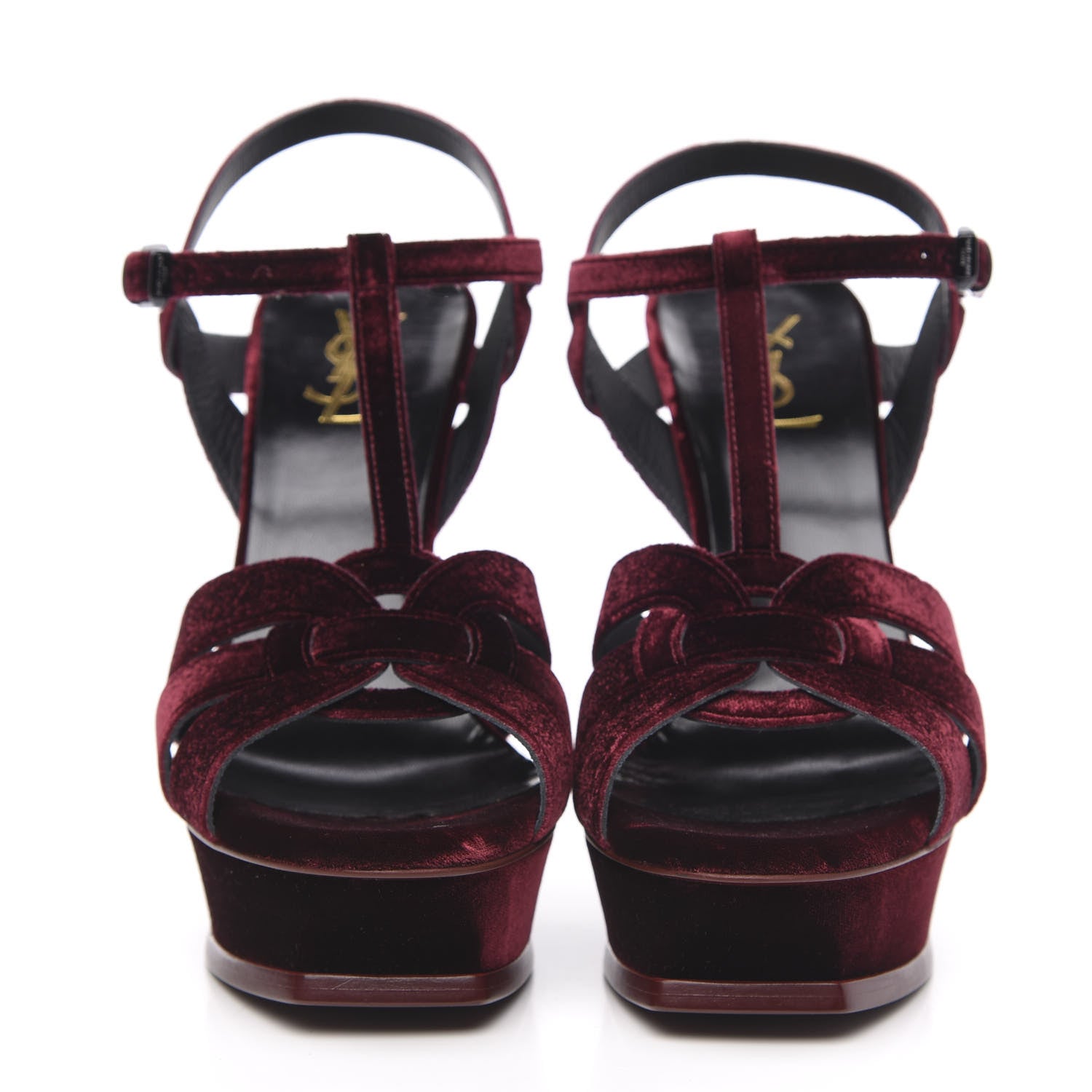 Saint Laurent Velvet Tribute 105 Platform Sandals 40 Burgundy 2 of 9
