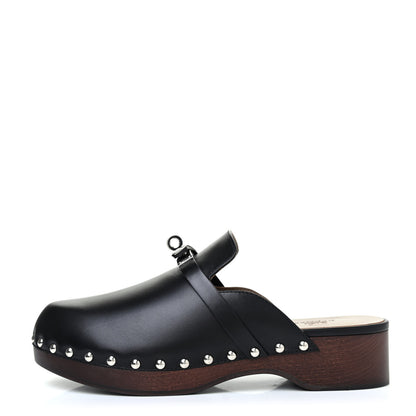 Hermes Calfskin Carlotta Mules 38 Black 1 of 4