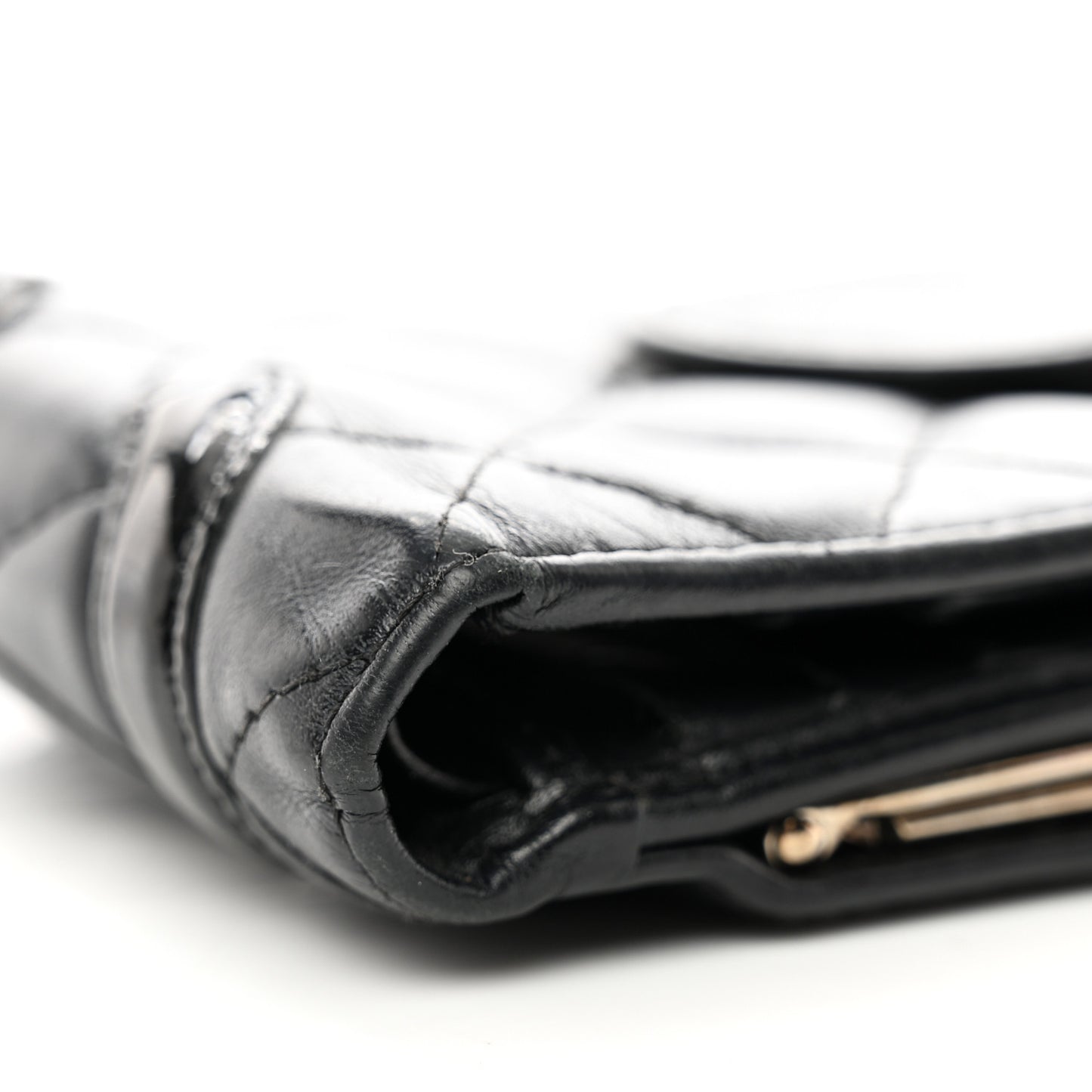 Calfskin Quilted Cambon Bi-Fold Wallet Black