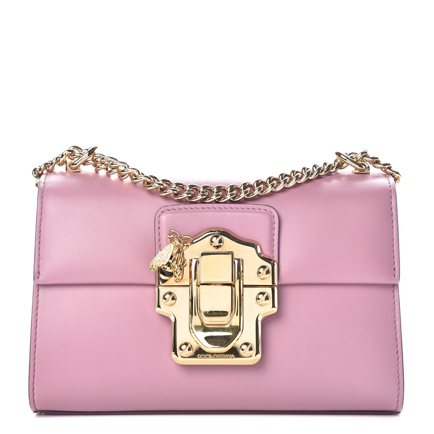 Dolce & Gabbana Calfskin Lucia Chain Shoulder Bag Pink 1 of 10