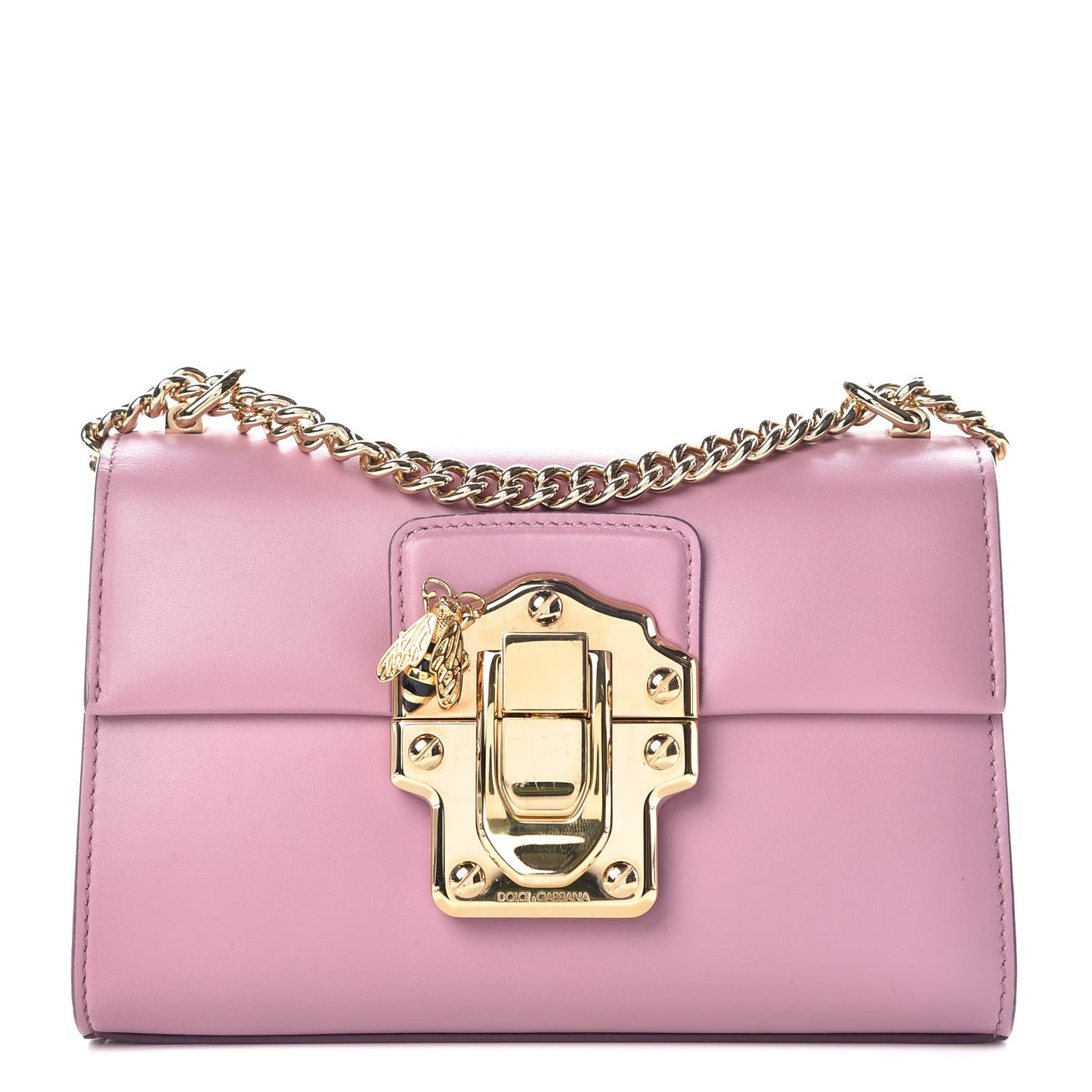 Calfskin Lucia Chain Shoulder Bag Pink