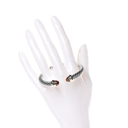 David Yurman Sterling Silver 14K Yellow Gold Citrine 7mm Cable Classics Bracelet 2 of 5