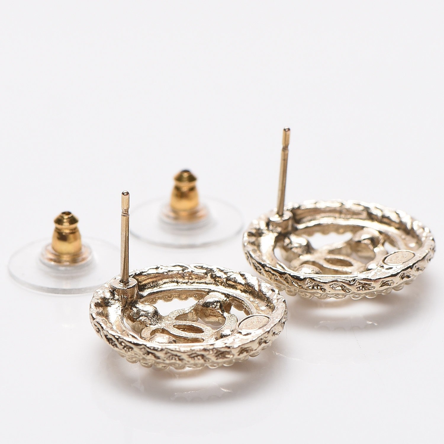 Chanel Pearl CC Round Rope Earrings Gold 4 of 5