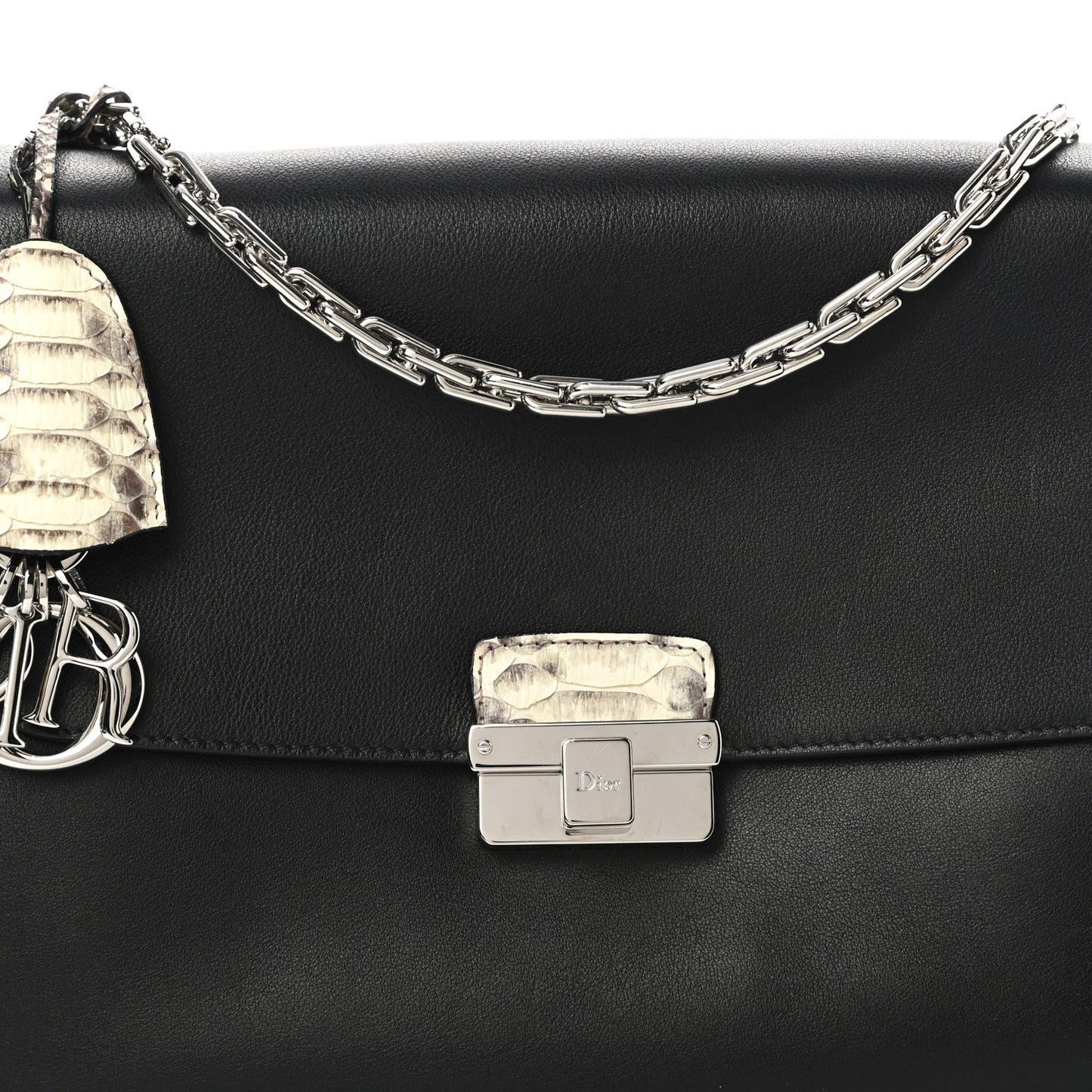 Calfskin Snakeskin Small Diorling Black