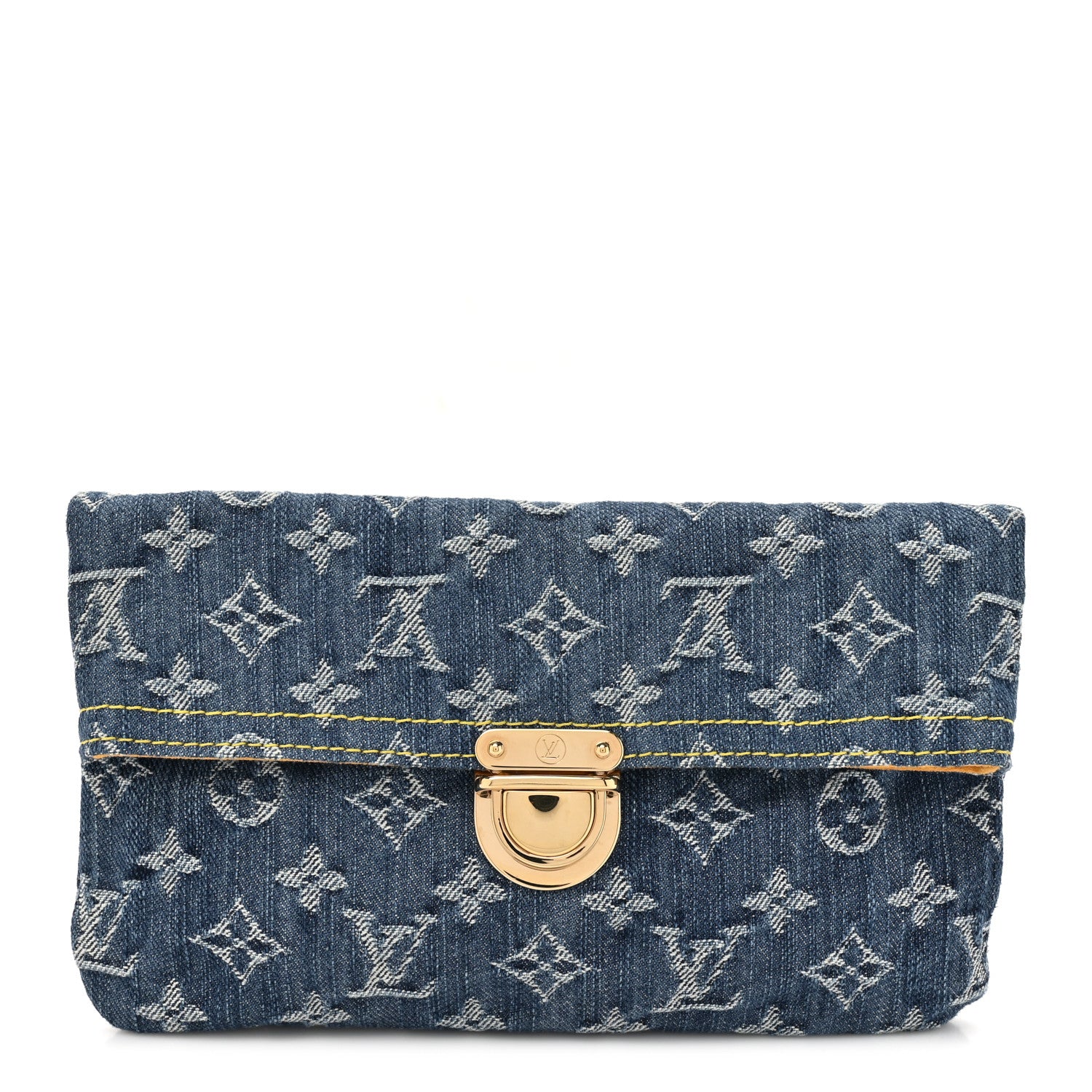 Louis Vuitton Monogram Denim Pochette Plat Clutch Blue 1 of 8