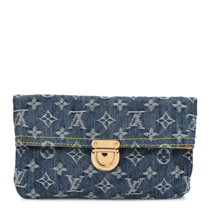 Louis Vuitton Monogram Denim Pochette Plat Clutch Blue 1 of 8