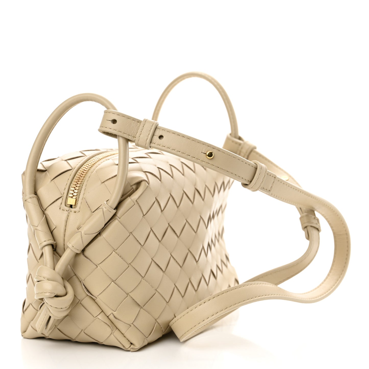 Calfskin Intrecciato Small Loop Top Handle Light Butterscotch