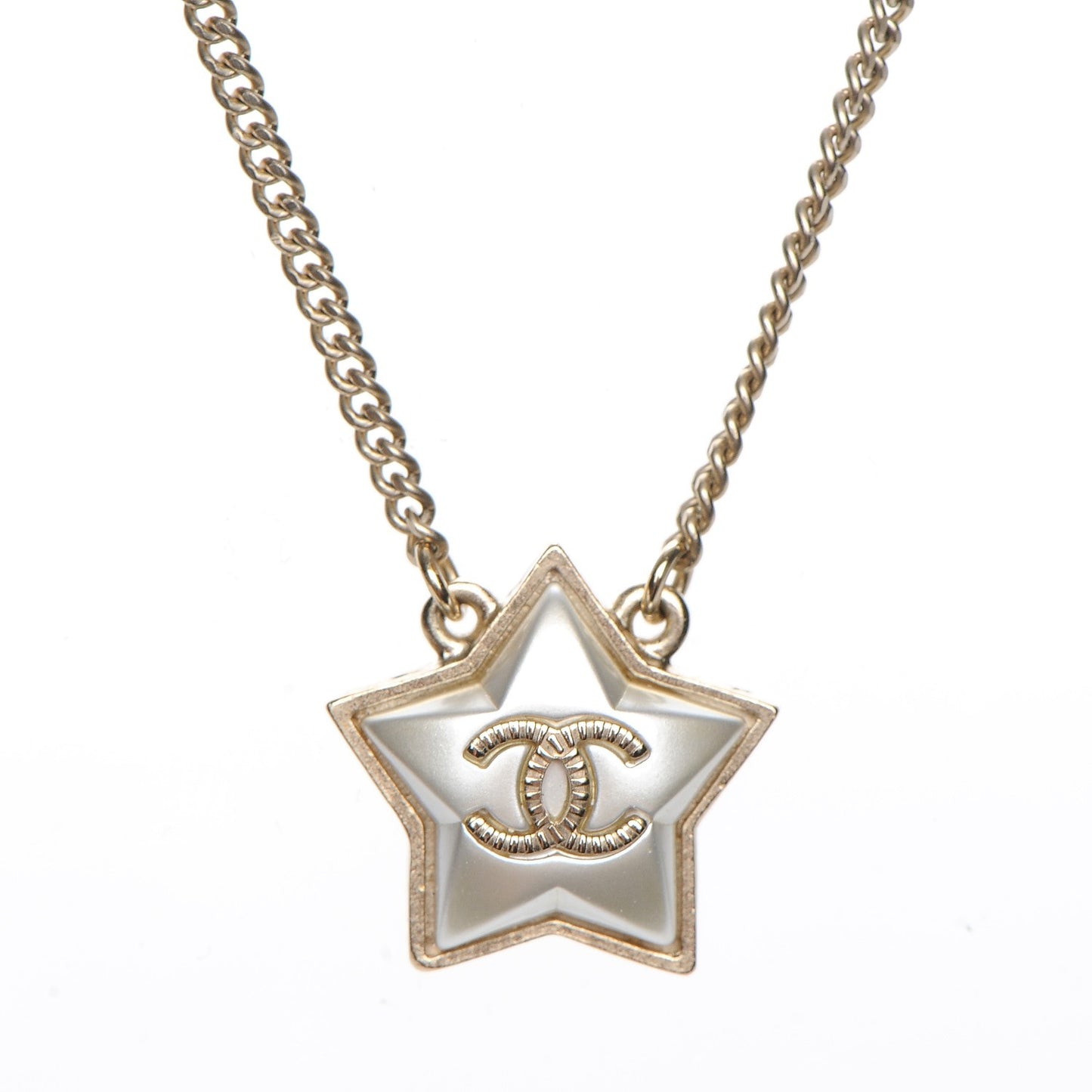 Metal Resin Star CC Necklace Silver Gold