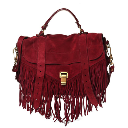 Proenza Schouler Suede Fringe Medium PS1 Satchel Red 1 of 7