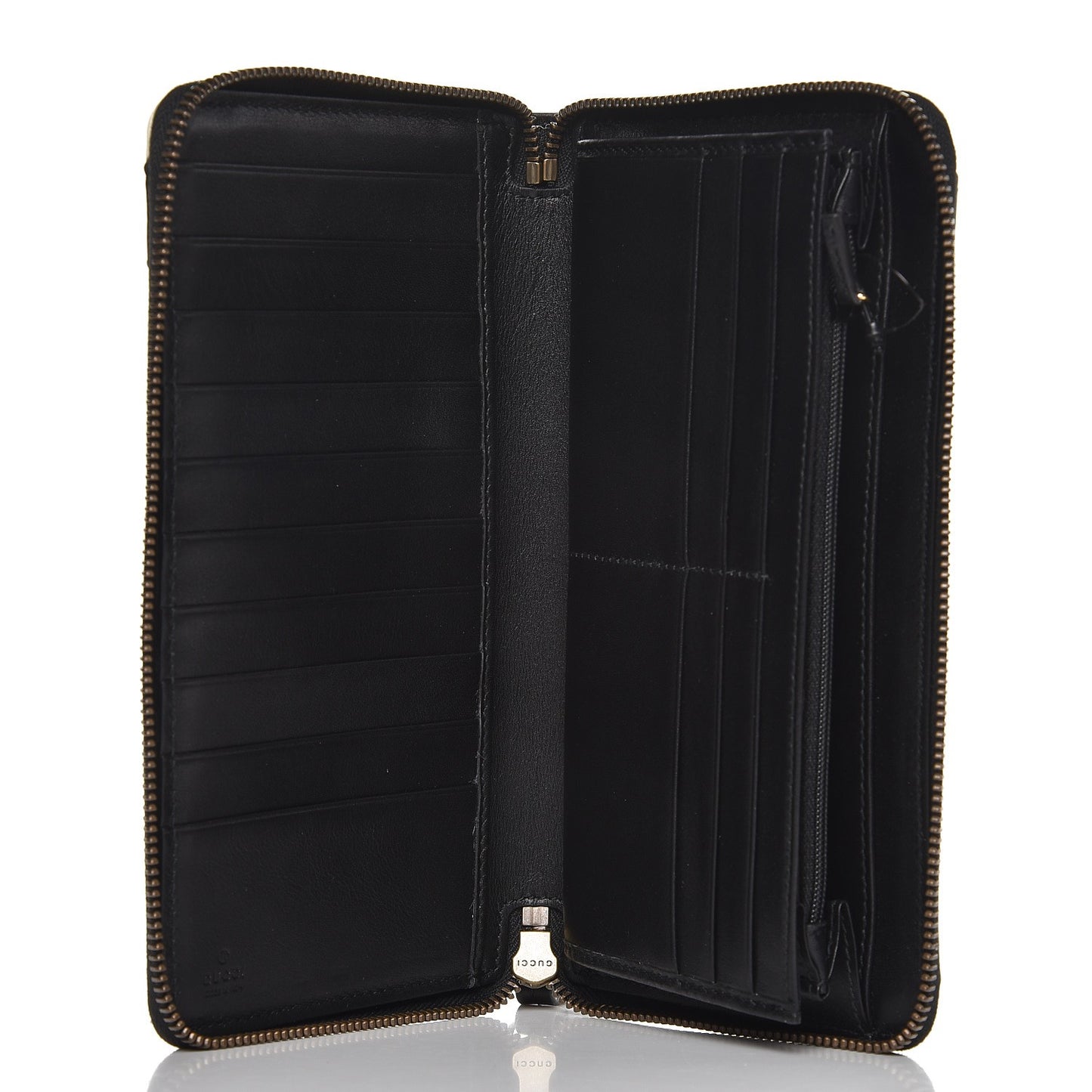 Calfskin Matelasse GG Marmont Zip Around Organizer Wallet Black White