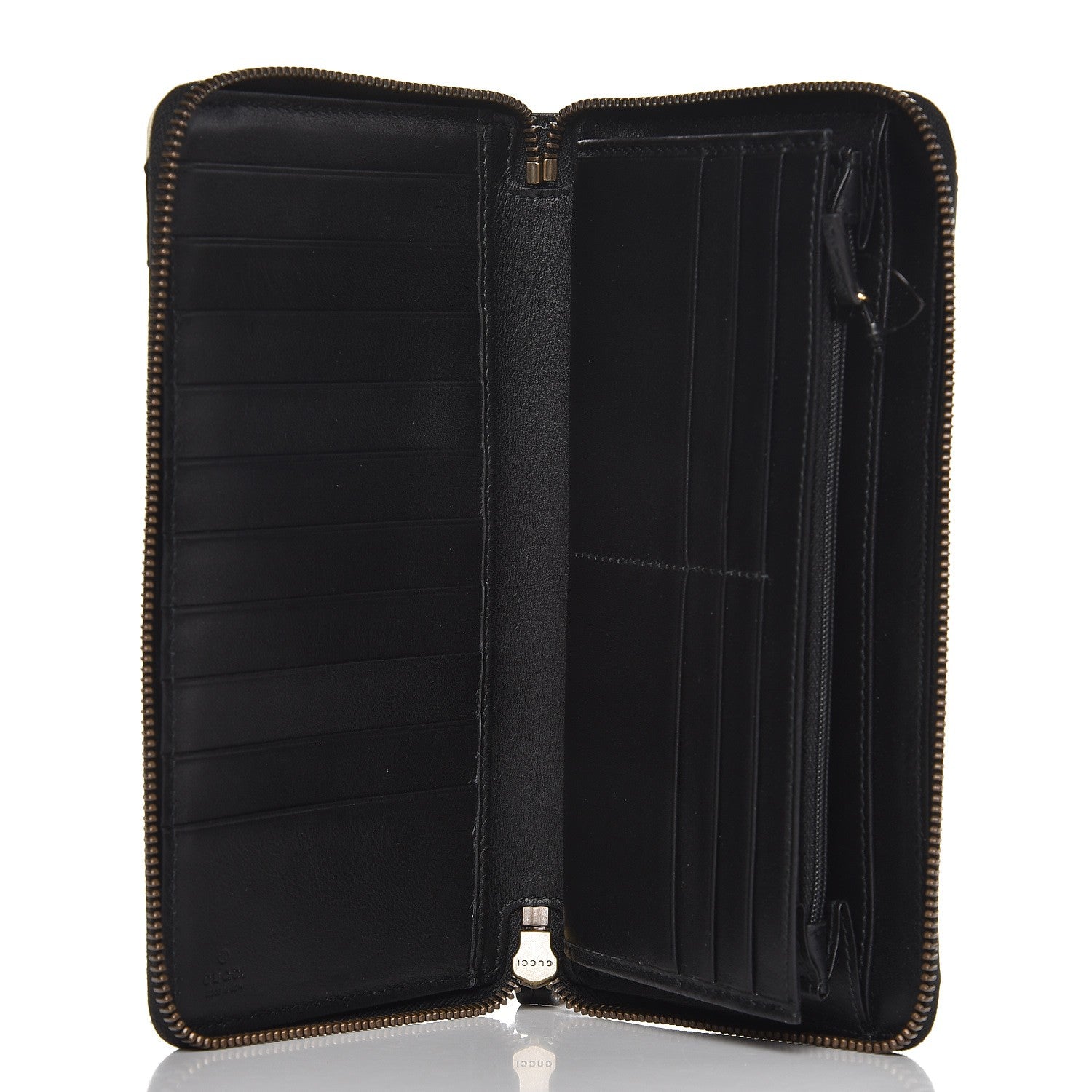 Gucci Calfskin Matelasse GG Marmont Zip Around Organizer Wallet Black White 5 of 8