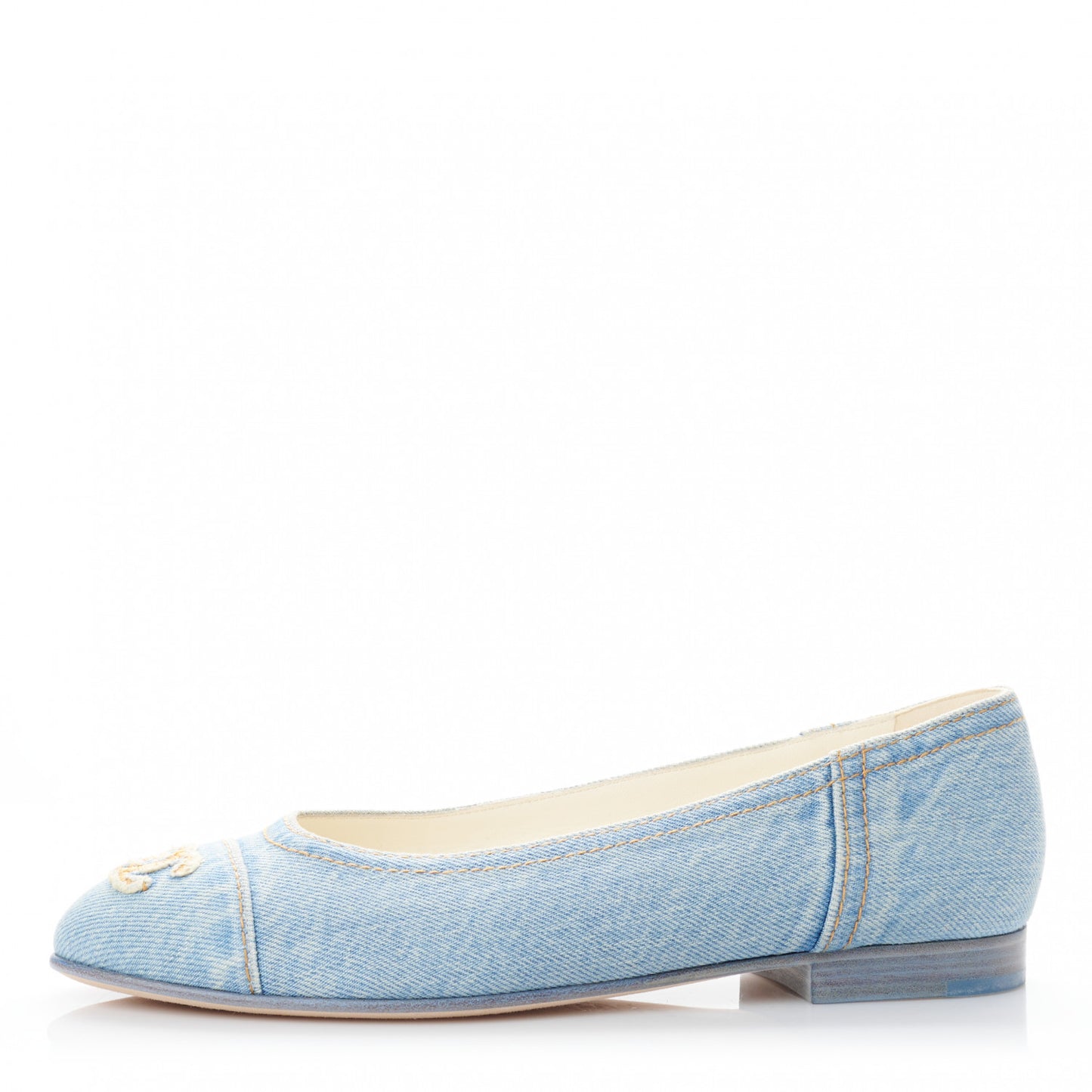 Denim CC Cap Toe Ballerina Flats 38.5 Light Blue