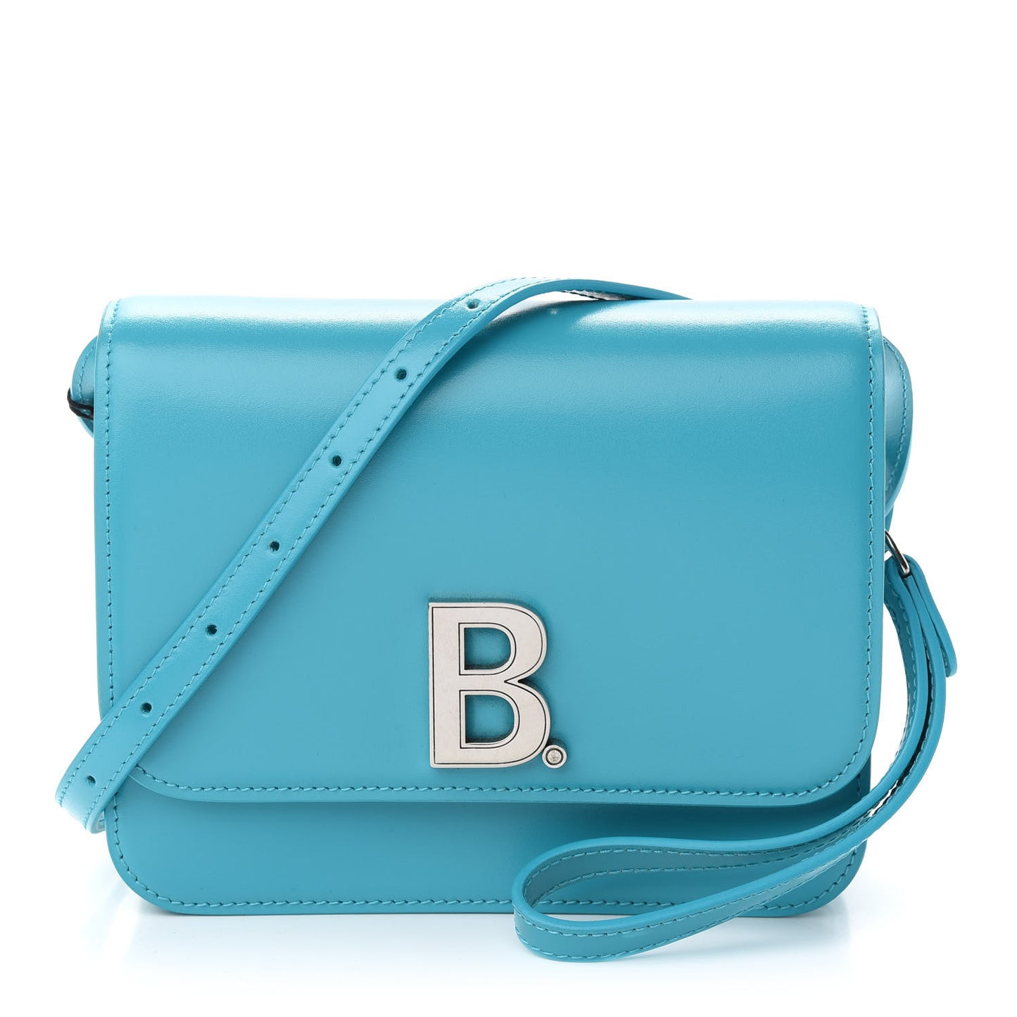 Shiny Box Calfskin Small B Bag Turquoise