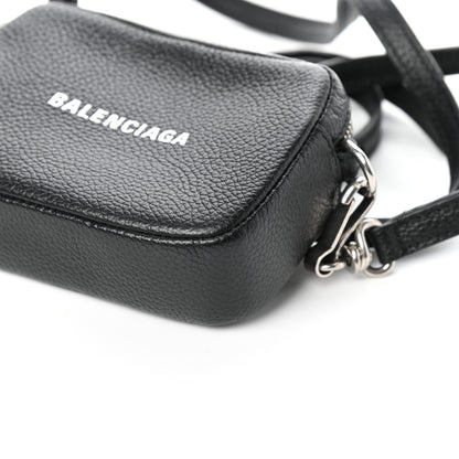 Balenciaga Grained Calfskin Logo Mini Cash Crossbody Pouch Black White 9 of 9