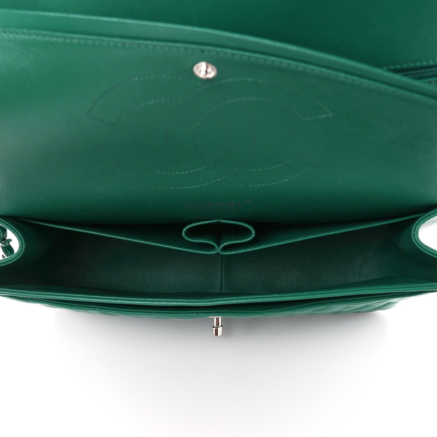 Chanel Lambskin Quilted Jumbo Double Flap Green 5 of 15