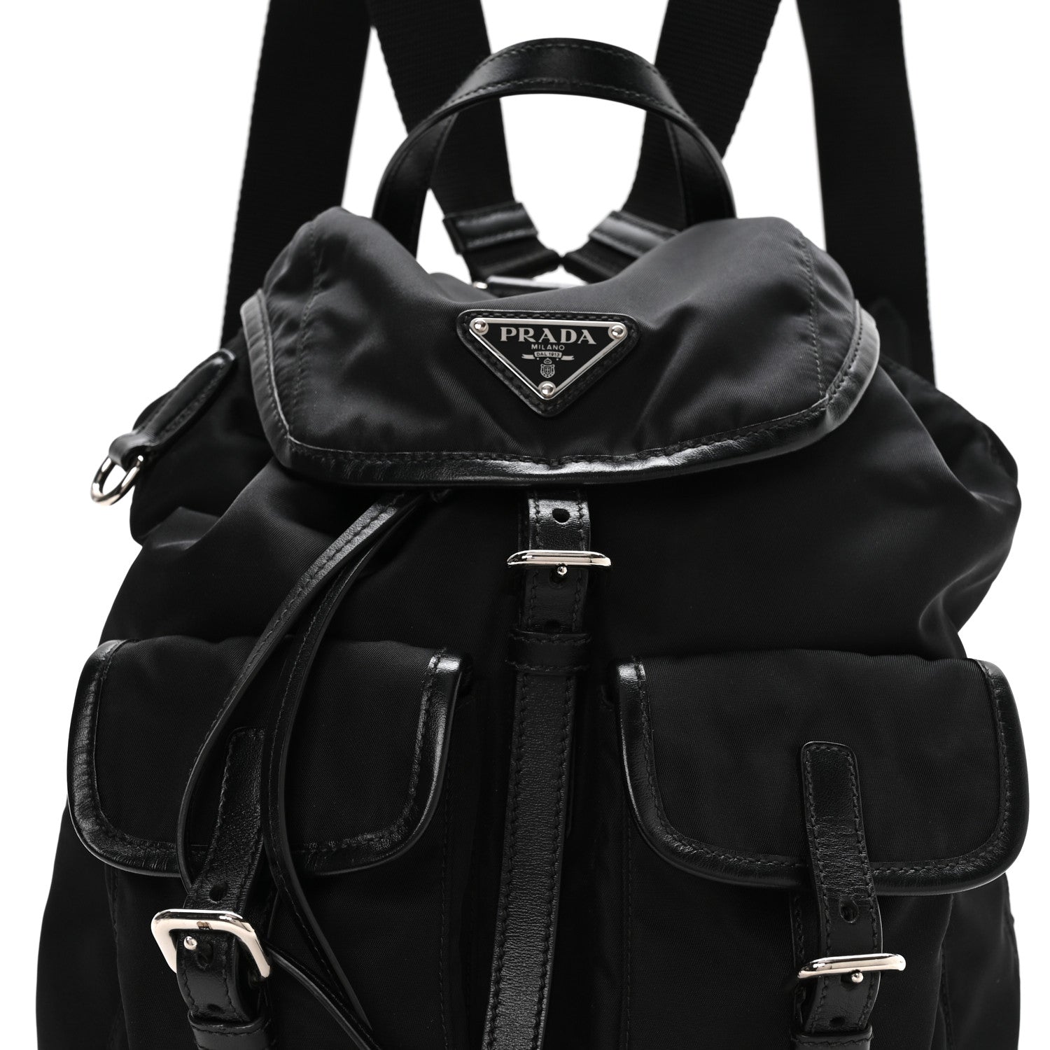 Prada Tessuto Nylon Soft Calfskin Backpack Black 9 of 11