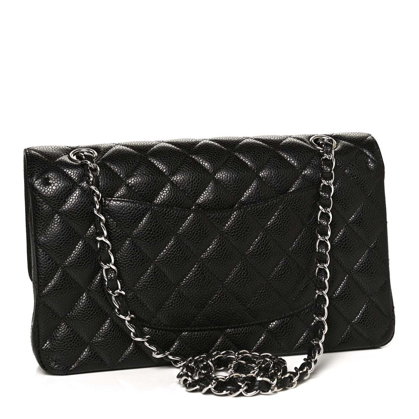 Caviar Quilted Medium Double Flap Black