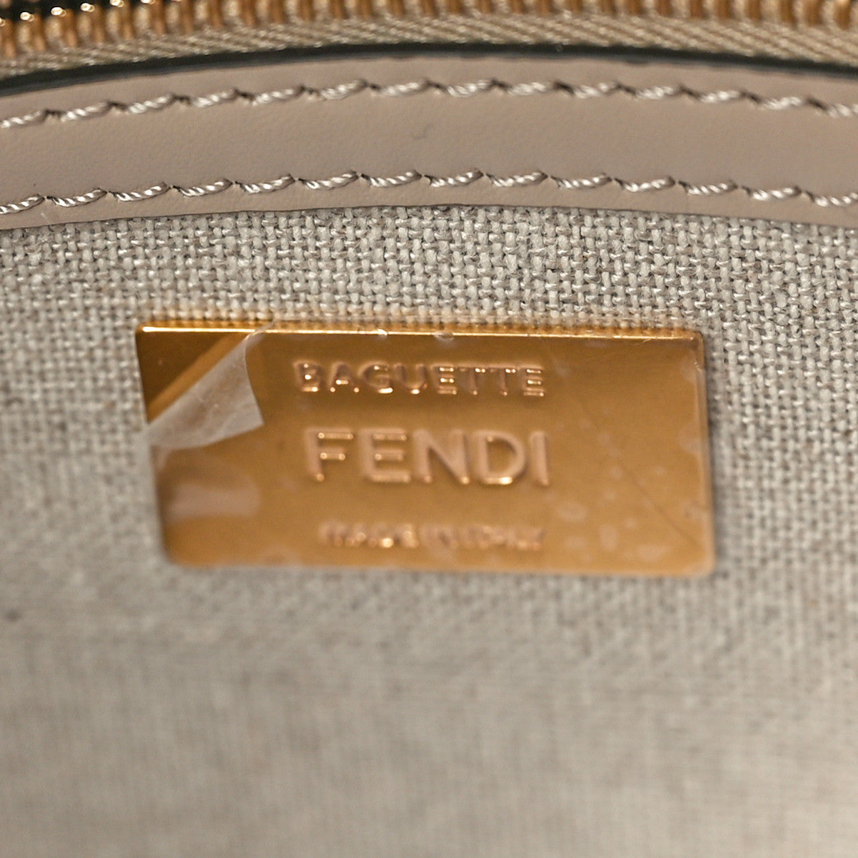 Fendi Canvas Vitello King FF Embroidered Baguette Grezzo White Nuvola 6 of 9