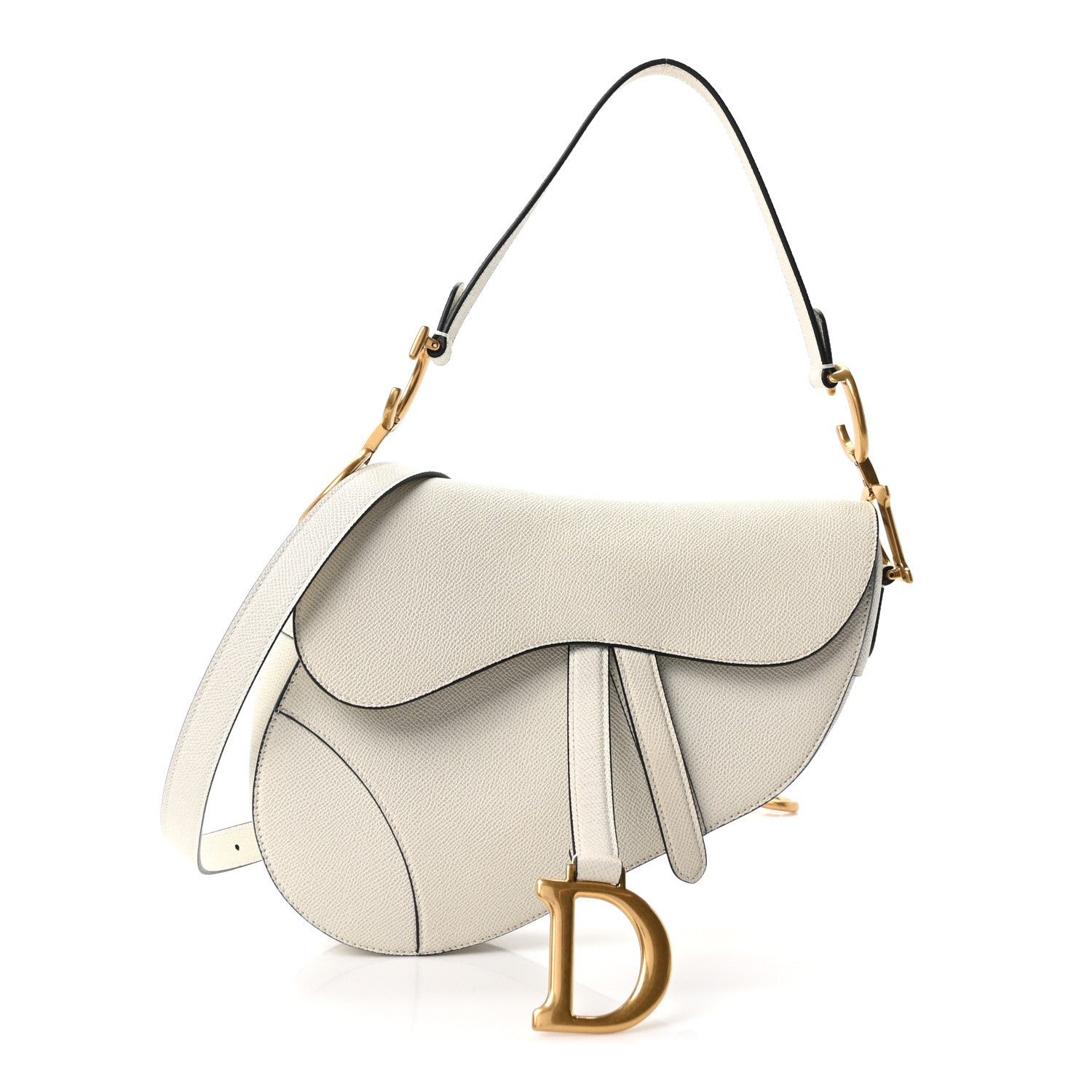 Christian Dior Grained Calfskin Saddle Bag With Strap Latte 1 of 11