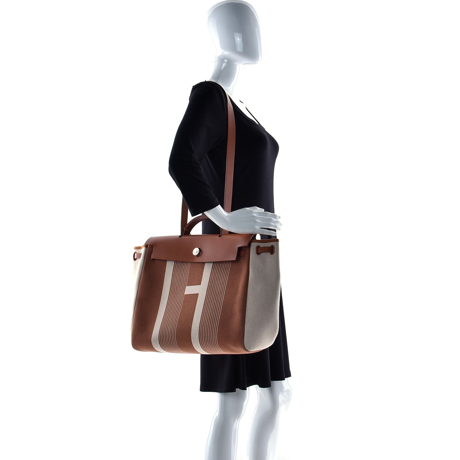 Hermes Vache Hunter Toile H Vibration Herbag Zip 39 MM Fauve Ecru Beige 2 of 11