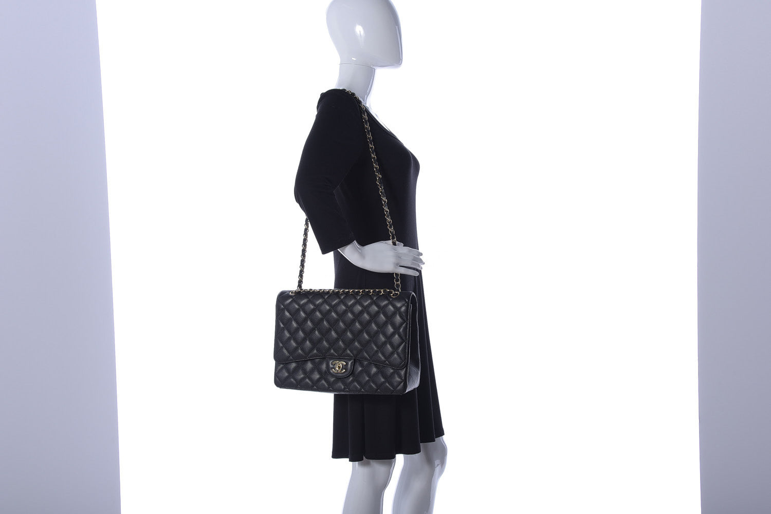 Chanel Caviar Quilted Maxi Single Flap Black 2 of 9