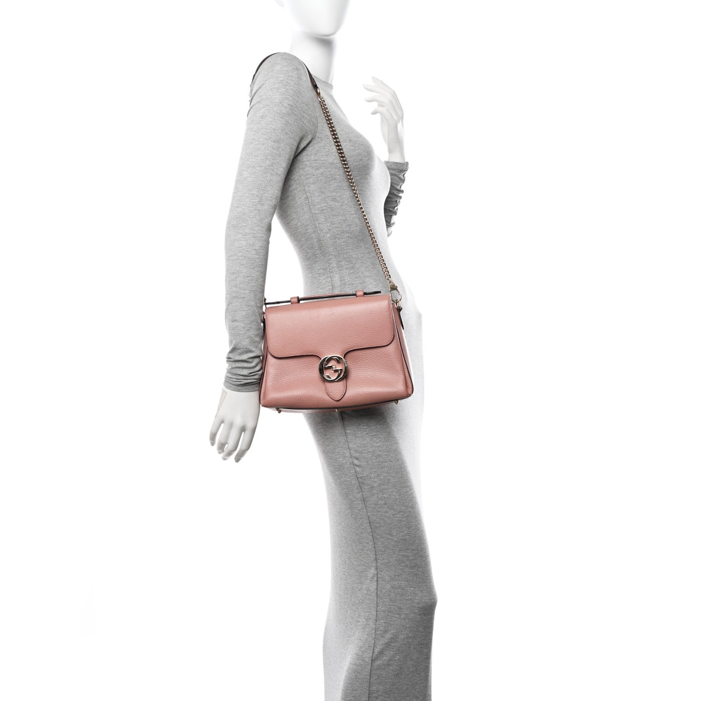 Dollar Calfskin Interlocking G Top Handle Shoulder Bag Soft Pink